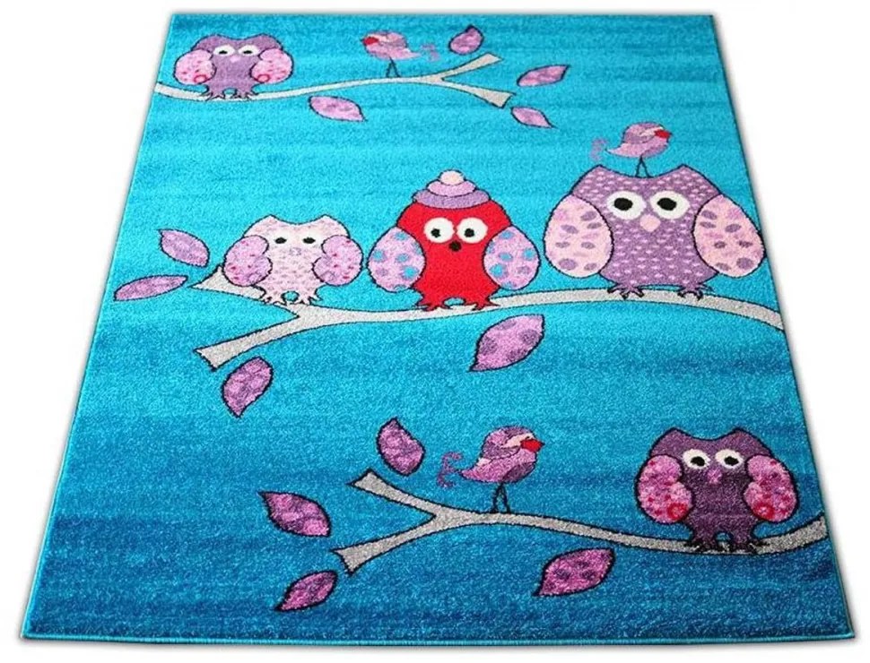 Detský koberec Sovy tyrkysový, Velikosti 120x170cm