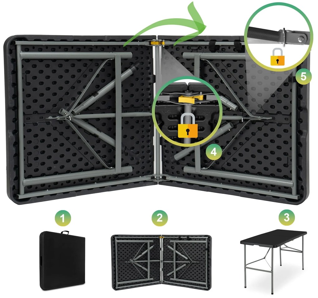 Skládací cateringový stůl JUNE 122 cm černý