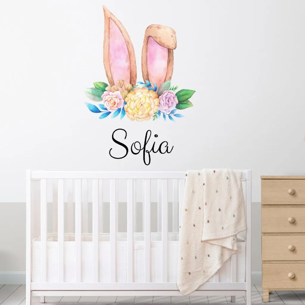 PIPPER. Samolepka na stenu "Zajačie uši" Variant: s menom