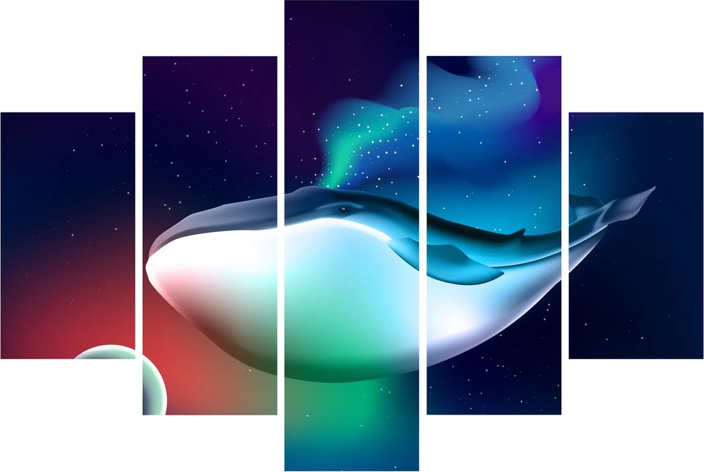 Obraz - Veľryba vo vesmíre (150x105 cm)