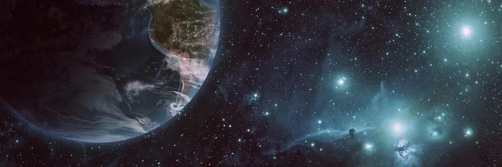Obraz vesmír a zemeguľa - 120x40