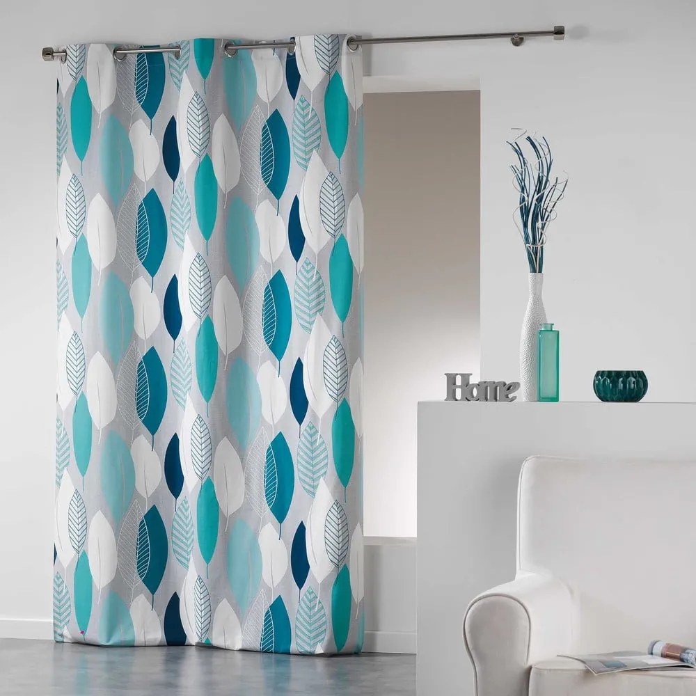 Modrý záves 140x240 cm Leafy – douceur d'intérieur