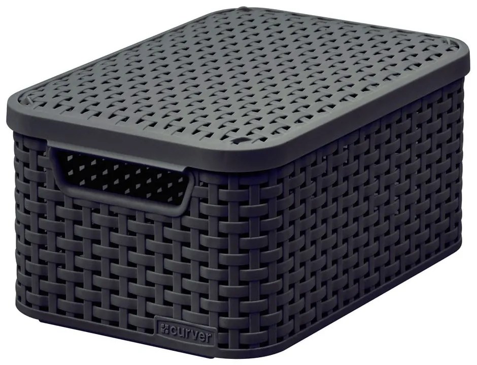 Sivý úložný box s vekom Curver Style, 6l