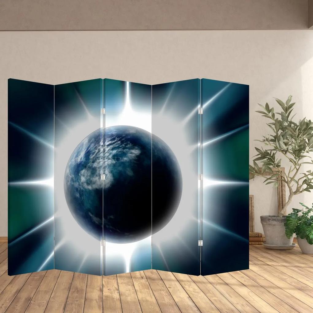Paraván - Ožiarená planéta (210x170 cm)