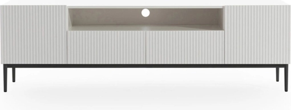 TV stolík Nicole 200 cm s otvorenou policou - biely mat / čierna