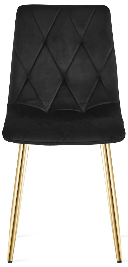 Čierna zamatová jedálenská stolička LIBRA so zlatými nohami