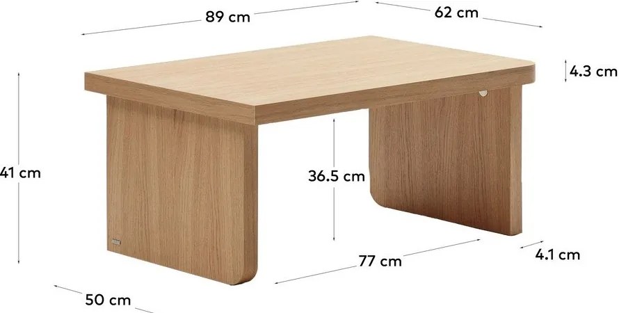 Konferenčný stolík v dekore duba v prírodnej farbe 89x62 cm Oaq – Kave Home