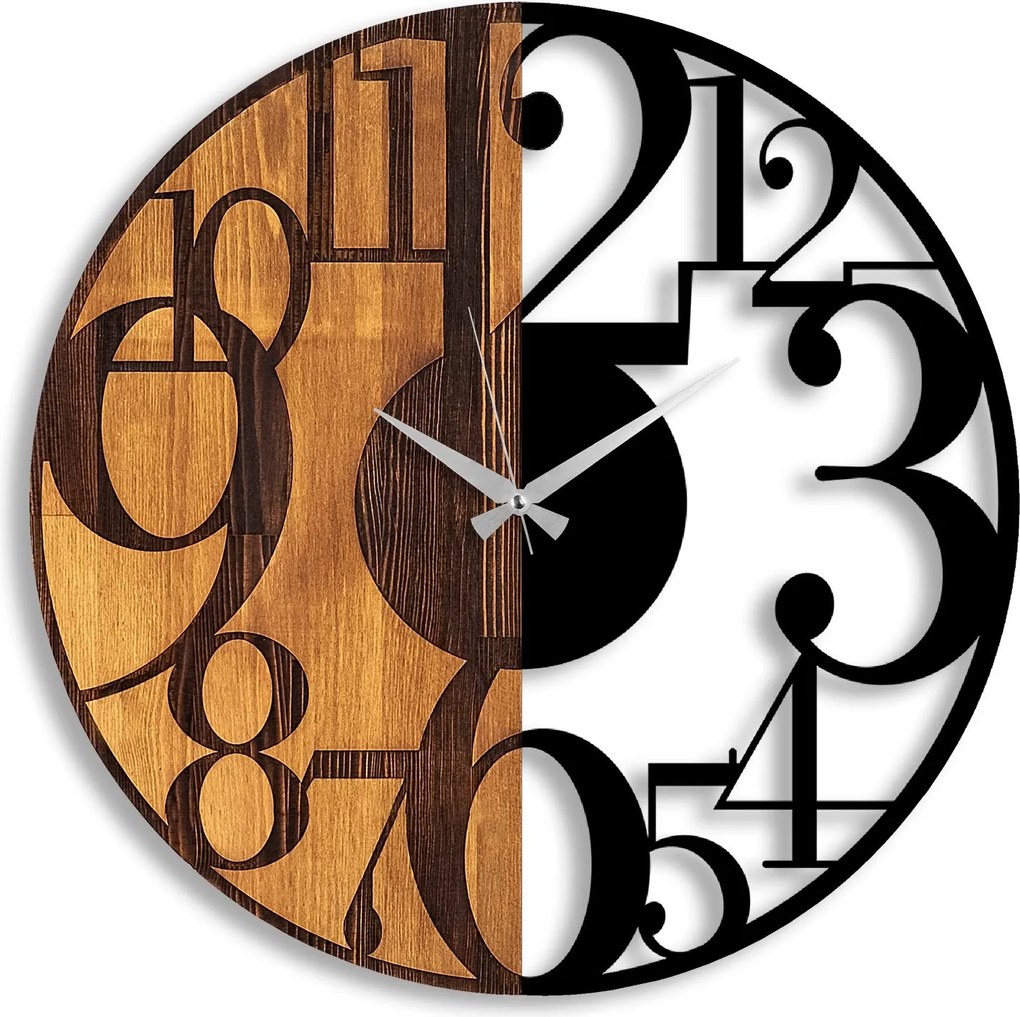 Dekorativní nástěnné hodiny WILLIE CONTRAST 56 cm ořech/černé