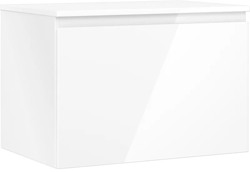 Mexen Orio, kúpeľňová skrinka 70 cm s hornou časťou, 1 zásuvka, biela lesklá, 91A10-07047-1-BFC00