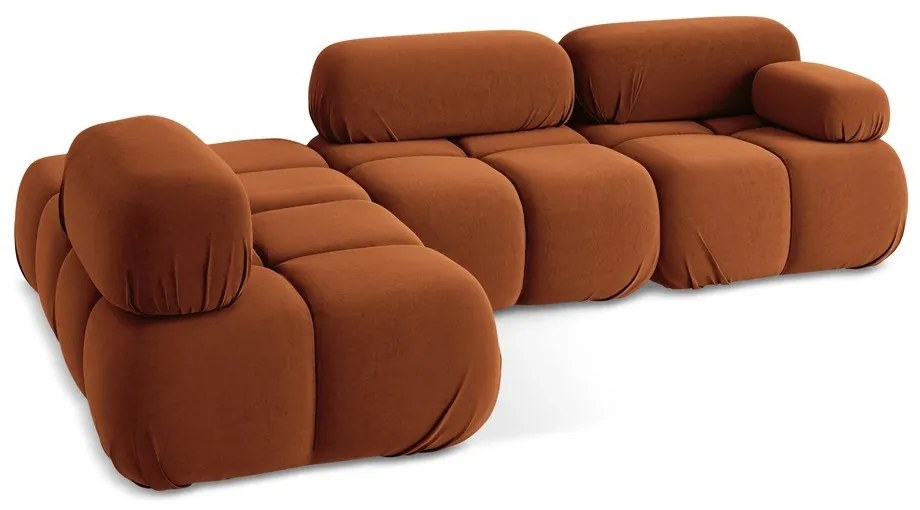 Oranžová zamatová modulárna rohová pohovka (ľavý roh) Lokua – Makamii