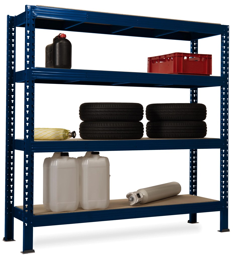 Trestles Nekonečný priemyselný regál 1800x1800x800, 4 police Farba: oranžová a modrá