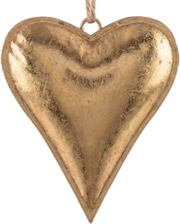 Zlatá antik kovová závesná dekorácia srdca Heart Antique L - 22*4*19 cm