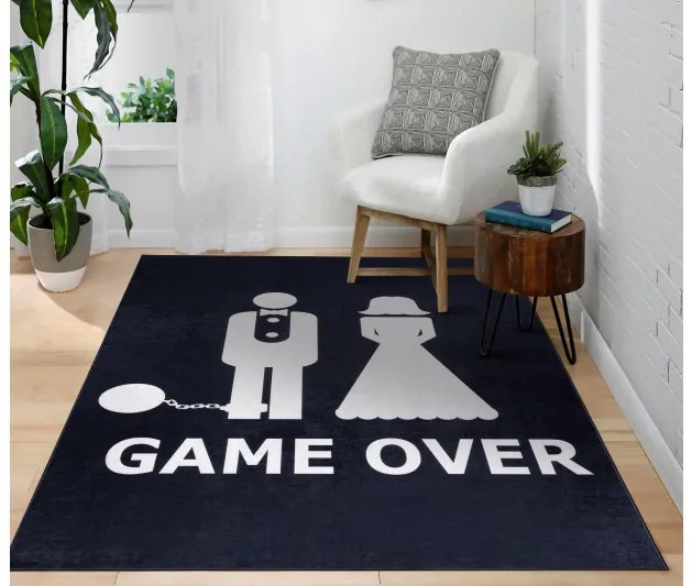 Dywany Łuszczów, Kusový koberec Bambino 2104 Game Over black, 120x170, čiernobiela, chodba / predsieň