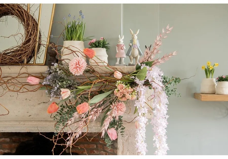 Béžová umelá dekoračná kvetina dlhý kvet - 10*10*110 cm