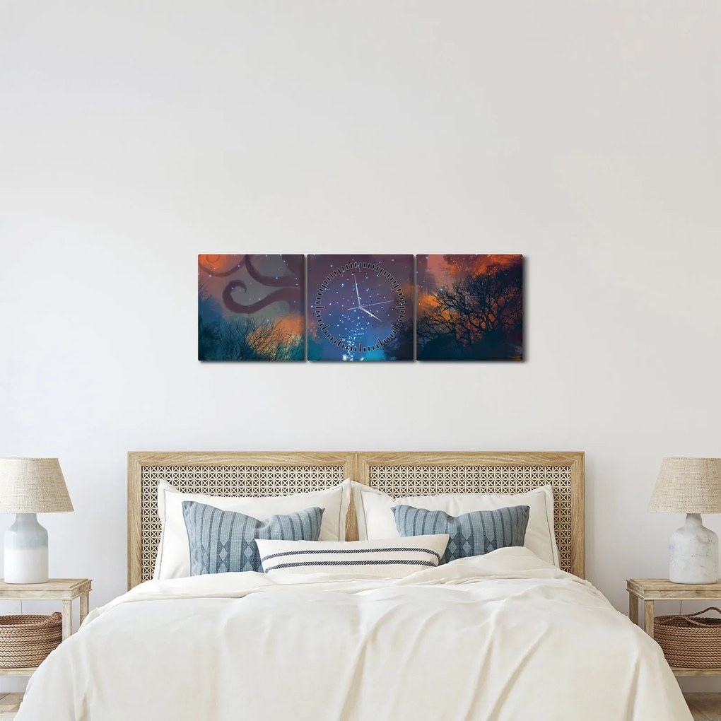 Obraz - Kúzliaci čarodejník (s hodinami) (90x30 cm)