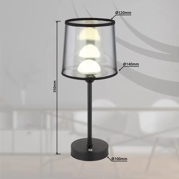 Globo 21008S - LED Stmiev. stolná lampa LUNKI LED/2,5W/3,7V 2700/4000/6500K čierna