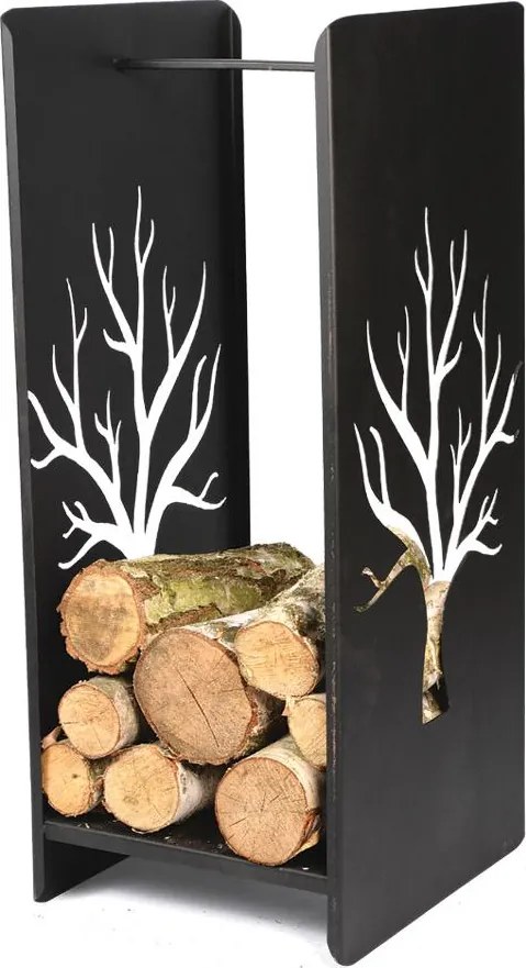 Kovový stojan na drevo Tree, 40x100 cm, čierna