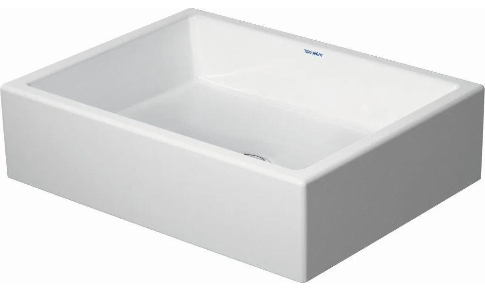 DURAVIT Vero Air obdĺžniková umývadlová misa bez otvoru, bez prepadu, 500 x 380 mm, biela, s povrchom WonderGliss, 23515000001