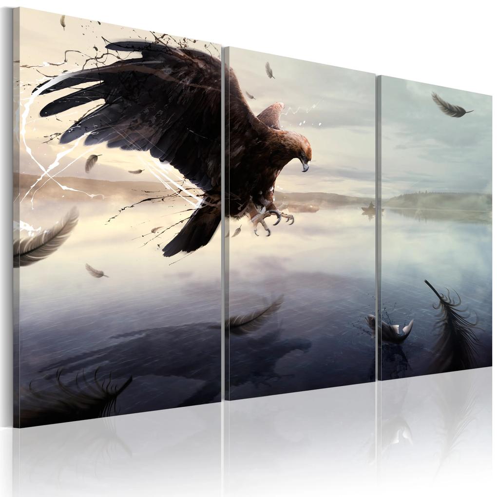 Artgeist Obraz - Eagle above the surface of a lake Veľkosť: 120x80, Verzia: Premium Print