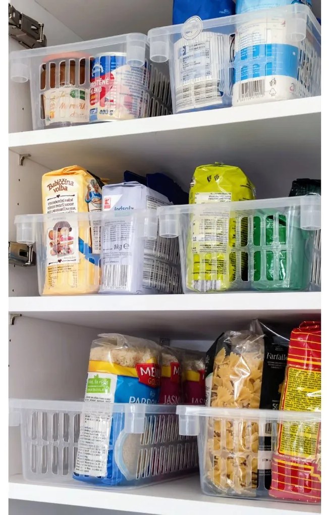 Úložný kôš, box a organizér extra hlboký 50 cm x 20 cm INVA, transparentný