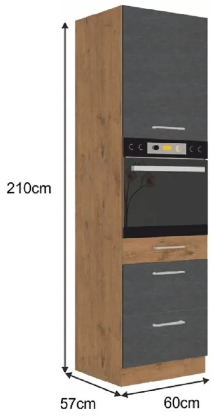 Kuchynská skrinka na vstavané spotrebiče 60 DPS-210 3S 1F Velaga (sivá matná + dub lancelot). Vlastná spoľahlivá doprava až k Vám domov. 1015884