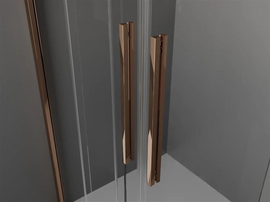 Mexen Velar Duo, posuvné dvere do otvoru 180x200 cm, 8mm číre sklo, ružové zlato, 871-180-000-02-60