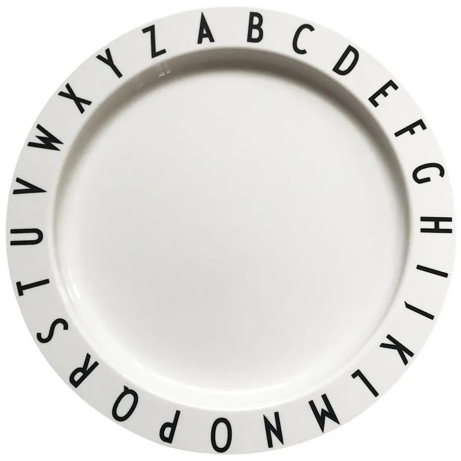 Biely detský tanier Design Letters Eat &amp; Learn, 20 cm