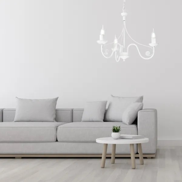 Luster na reťazi DONATO 3xE14/40W/230V biela