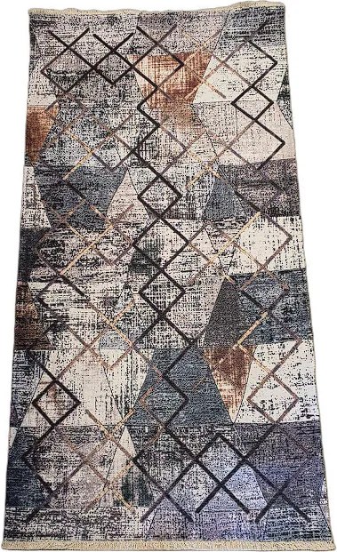 Moderný koberec Banco 1044-MULTI hnedo-sivý s geometrickým vzorom Rozmer: 75x150 cm