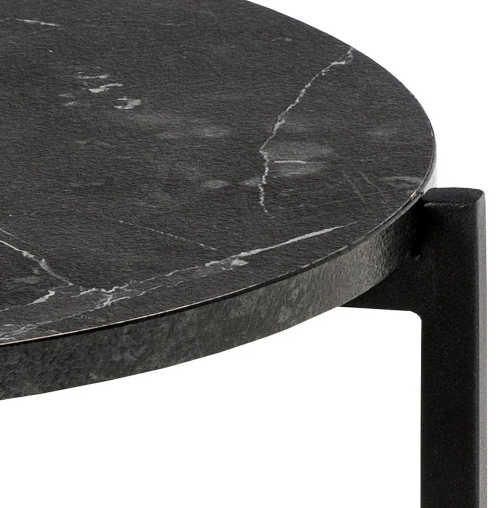 Odkládací stolek Lamoine 40 cm černý/černý mramor