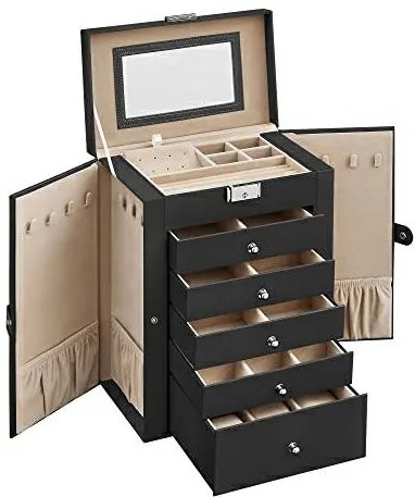 Šperkovnica Madison, 15,6x26x32 cm, čierna