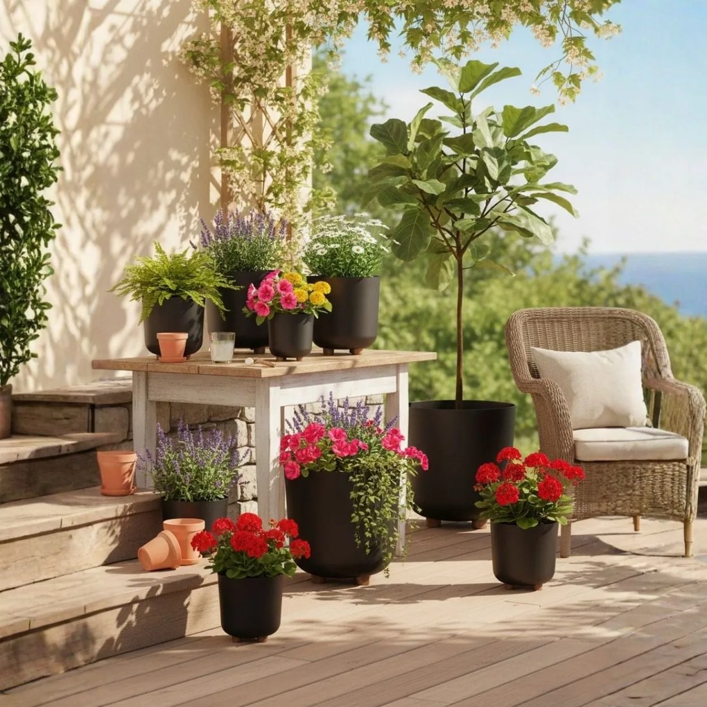 PLASTOVÝ KVETINÁČ TERRA 19,5X21 CM ČIERNA