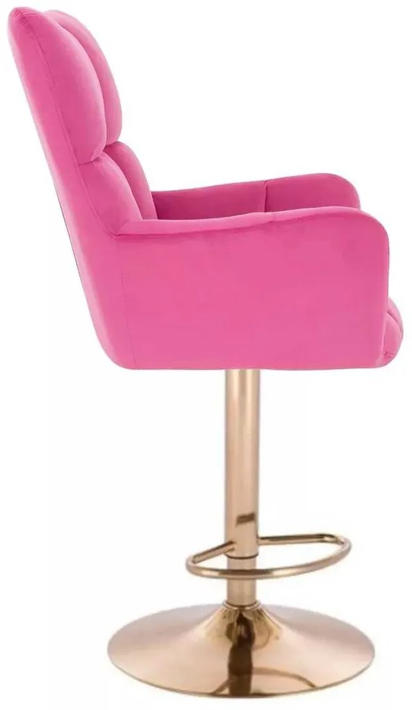 LuxuryForm DESIGN Barové kreslo AURORA VELUR na zlatom tanieri - tmavo ružové