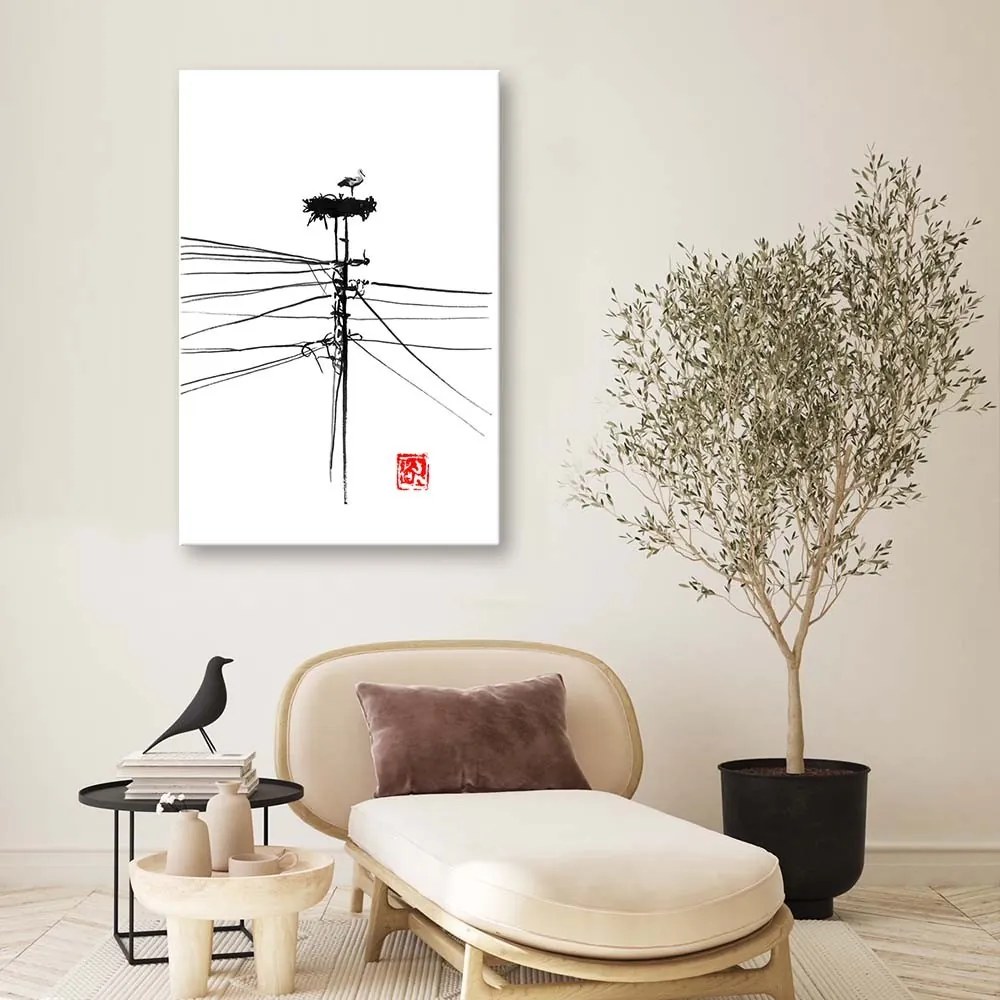 Gario Obraz na plátne Bocian v hniezde - Péchane Rozmery: 40 x 60 cm