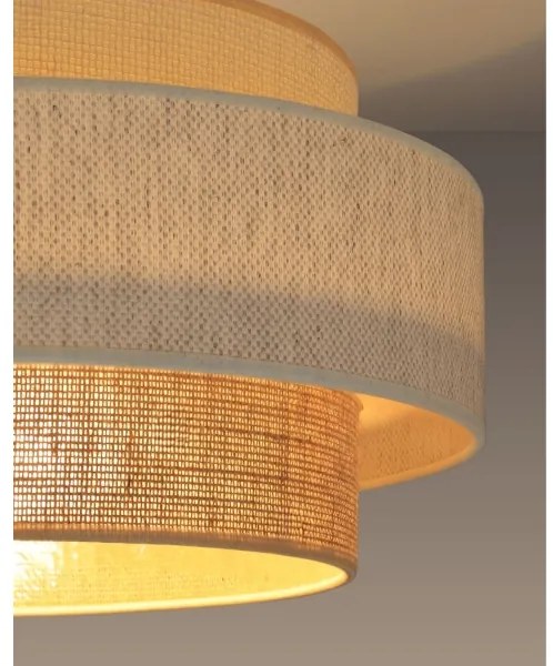 Závesný luster BOHO na lane 1xE27/60W/230V, priemer 40 cm, biela/juta