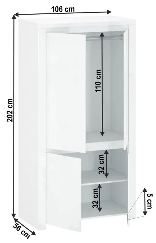 Tempo Kondela Skriňa 4D, biely lesk, LINDY