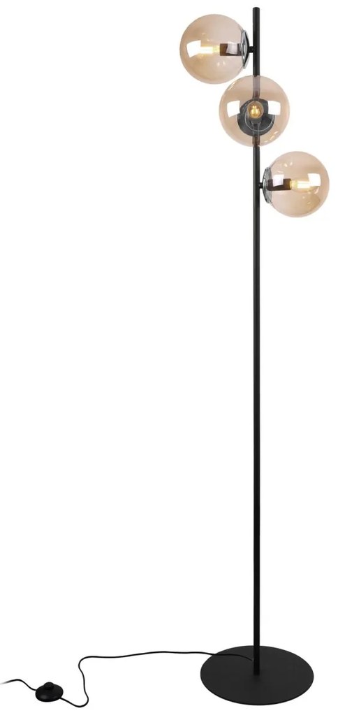 Stojacia lampa Paris, 3x medové sklenené tienidlo, B/CH