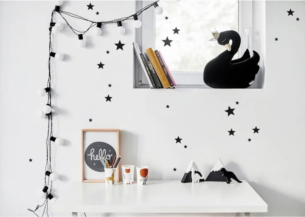 Samolepka do detskej izby sada hviezdy čierna 3-8cm