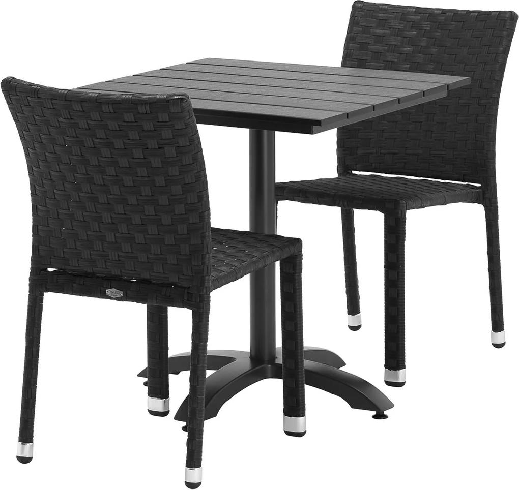 Zostava: Záhradný stôl + 2 ratanové stoličky bez opierok rúk | BIANO