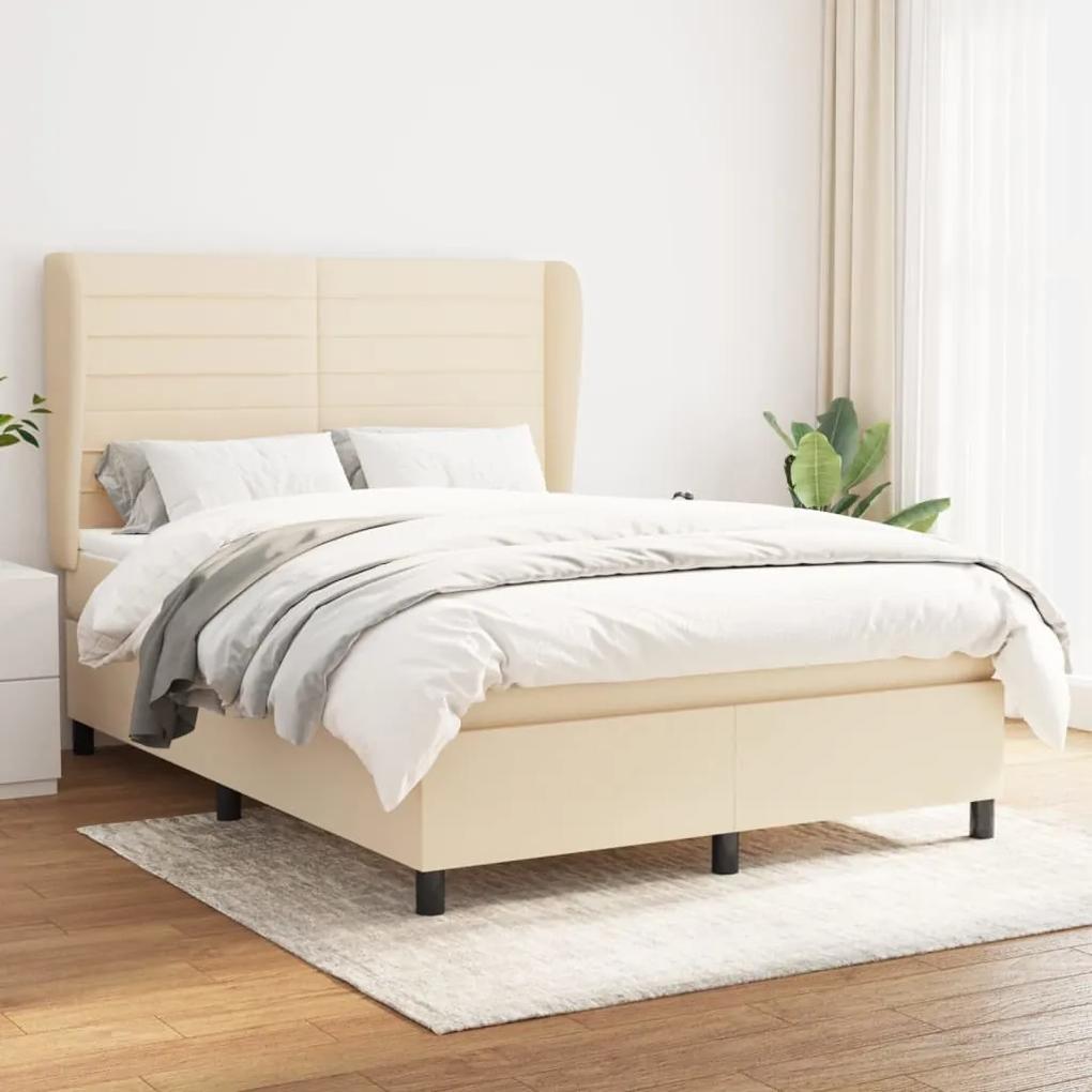 Boxspring posteľ s matracom krémový 140x190 cm látka 3128042
