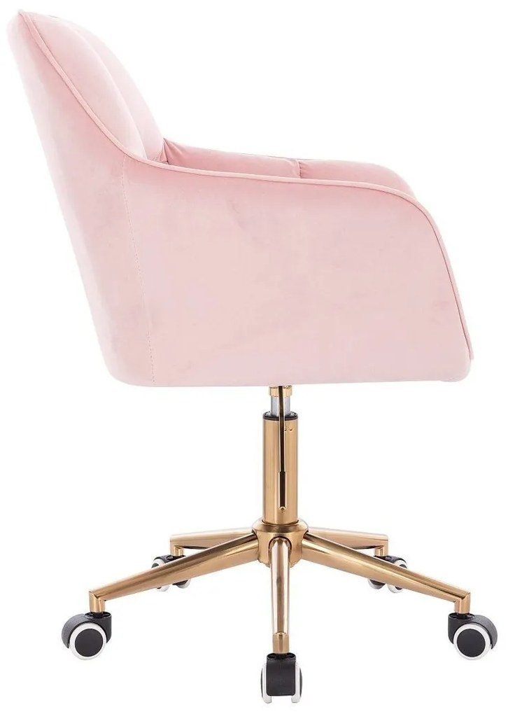 LuxuryForm DESIGN Kreslo AMALFI VELUR na zlatej podstave s kolieskami - ružové
