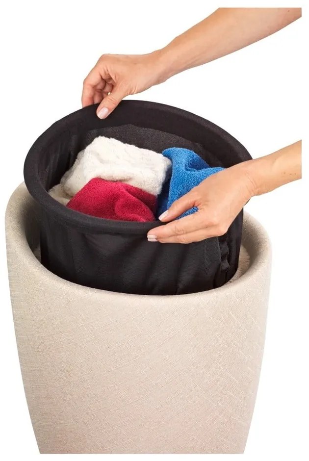 Béžový kôš na bielizeň a taburetka v jednom Wenko Linen Look