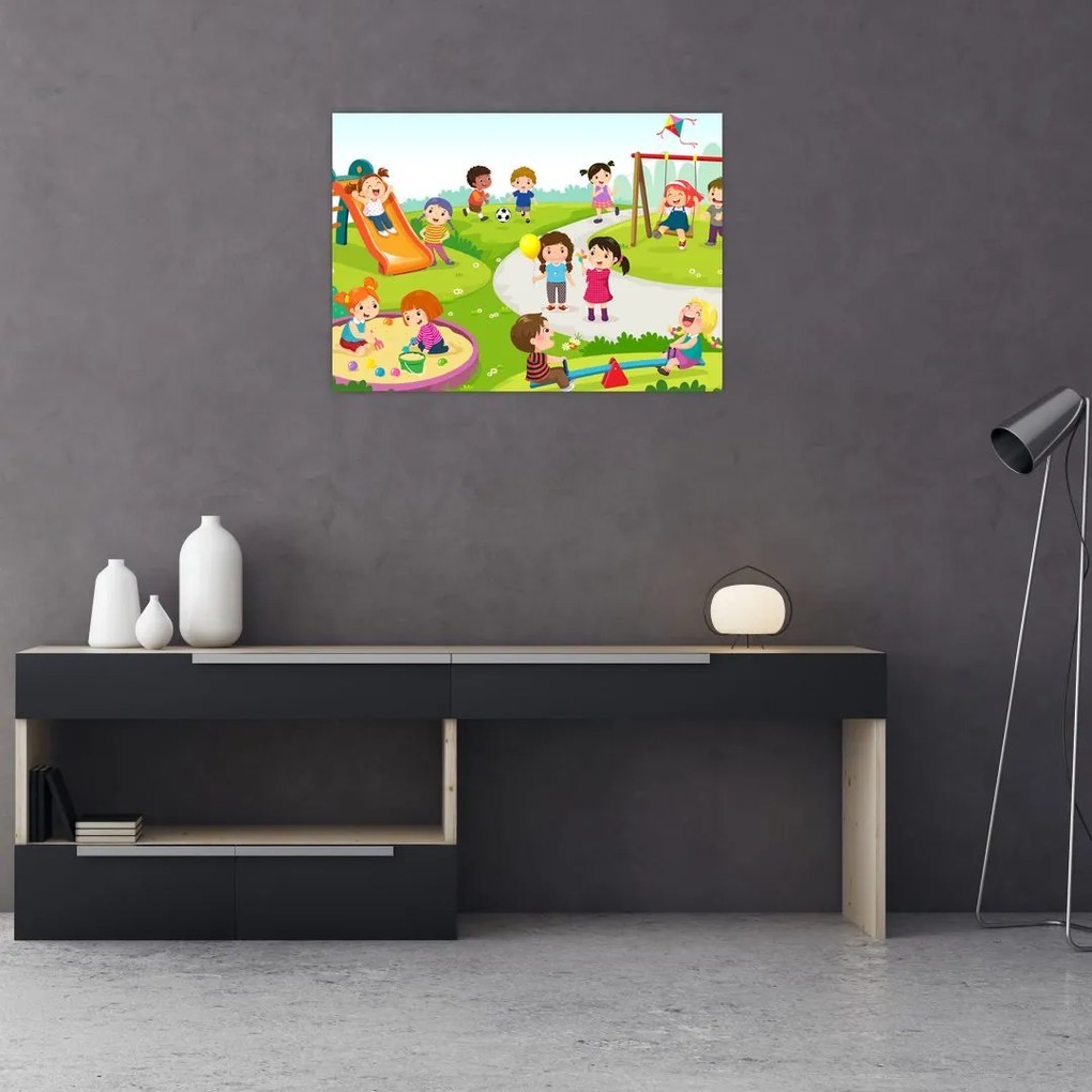 Obraz detských radovánok na pieskovisku (70x50 cm)