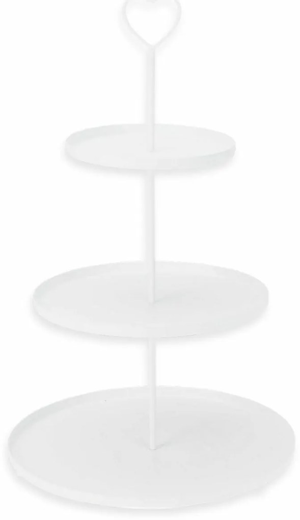 Kovový etažér 3 poschodia, 30 × 30 × 48 cm, biela
