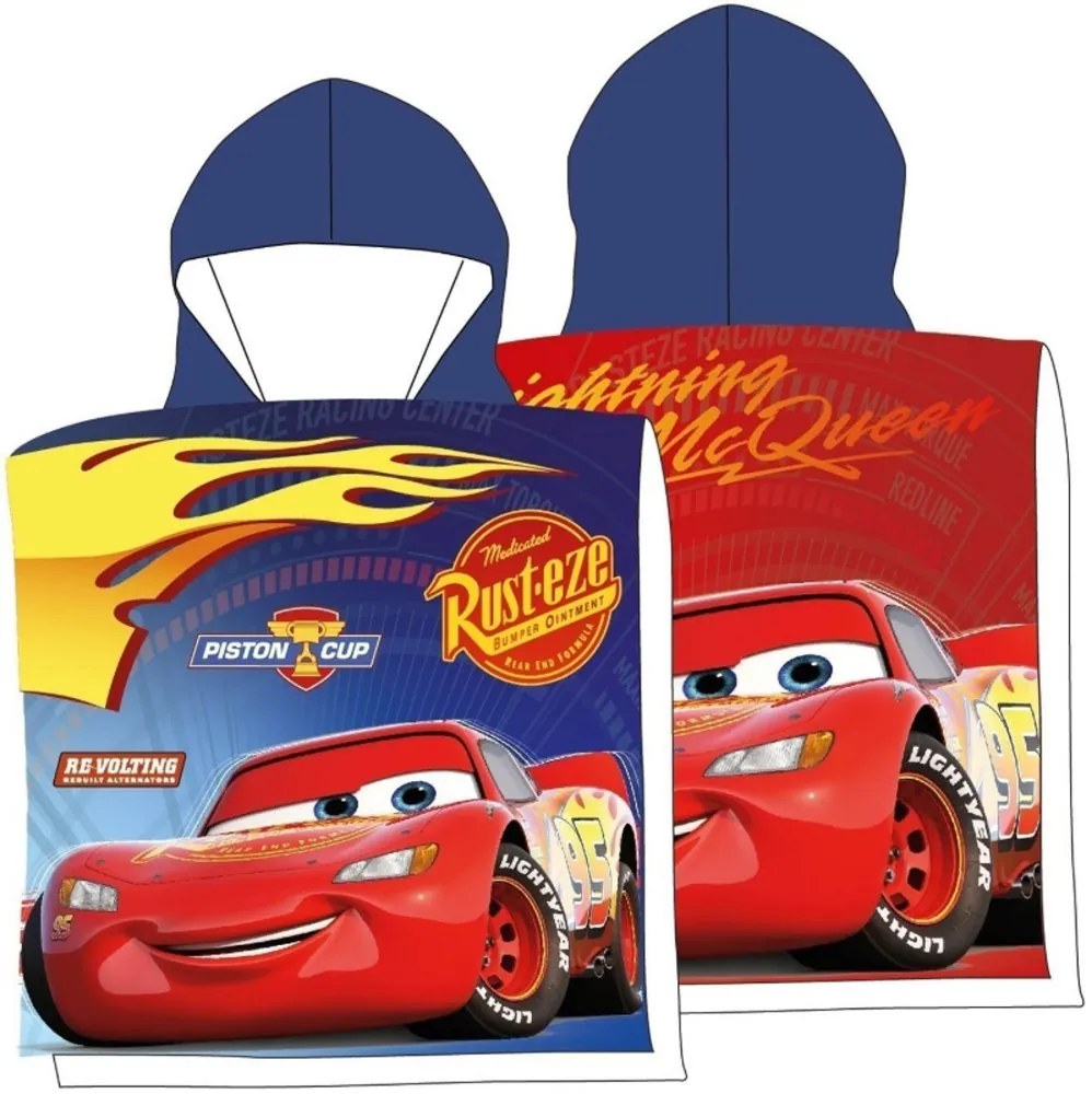 Chlapčenské plážové pončo - osuška s kapucňou Autá - motív Piston Cup - 100% bavlna - 55 x 110 cm