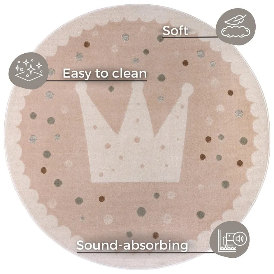 Béžový detský koberec ø 140 cm Crown – Hanse Home