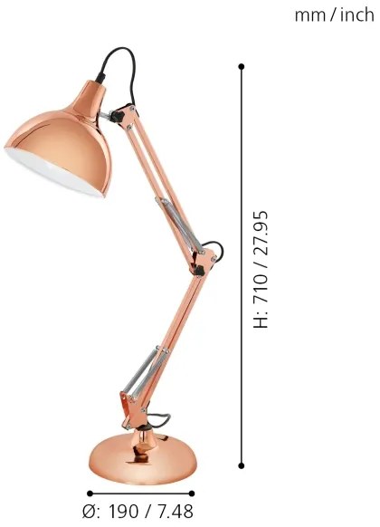 Eglo 94704 - Stolná lampa BORGILLIO 1xE27/40W/230V