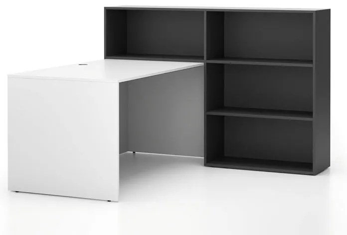 Kancelárska zostava single SEGMENT, 3 police, pravá, biela/grafit