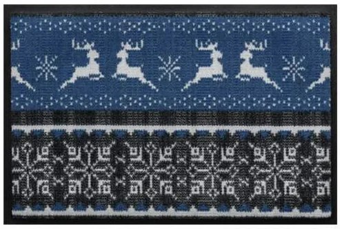 Sviatočná premium rohožka - modrý pulóver so sobom (Vyberte veľkosť: 60*40 cm)