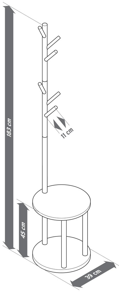 Stojan na oblečenie s odkladacou plochou